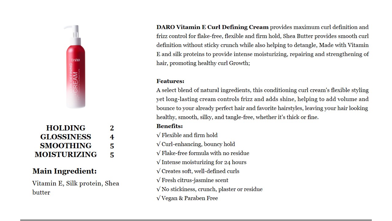 8 Crema definidora de rizos con vitamina E DARO