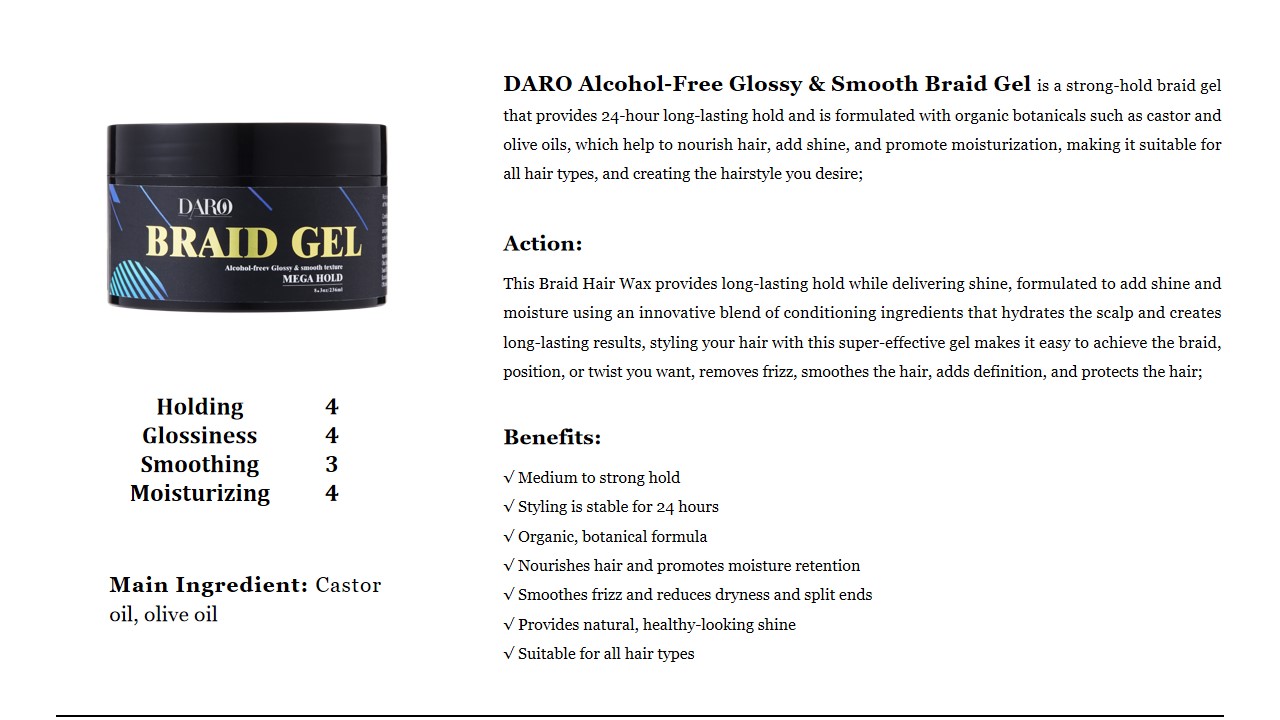 5 gel para trenzas suave y brillante sin alcohol 